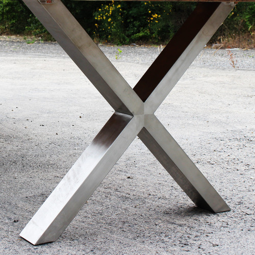 Paire de pieds inox brossé L70xH70 cm en forme de X