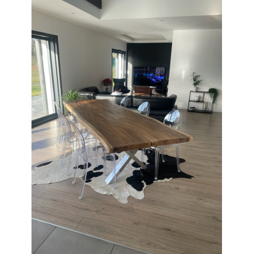 Paire de pieds inox brossé L70xH70 cm en forme de X