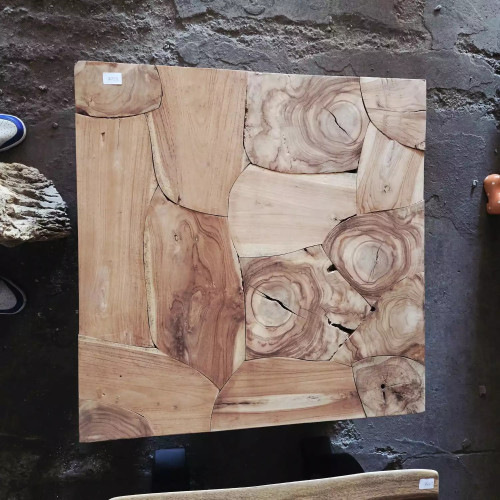 Table basse souche de teck creusé 80x80 cm