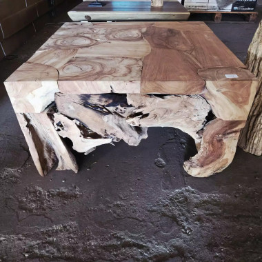 Table basse souche de teck creusé 80x80 cm
