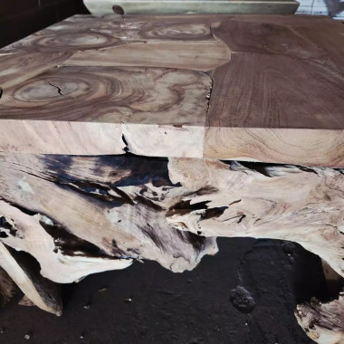 Table basse souche de teck creusé 80x80 cm