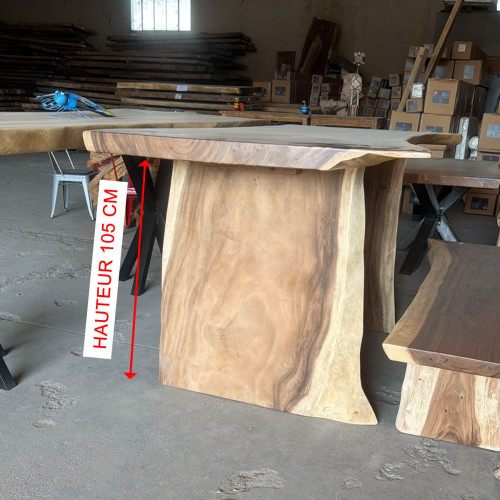 Paire de pieds haut en bois de Suar H105 cm