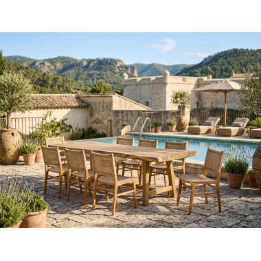 Chaise Mulia teck et cordage beige