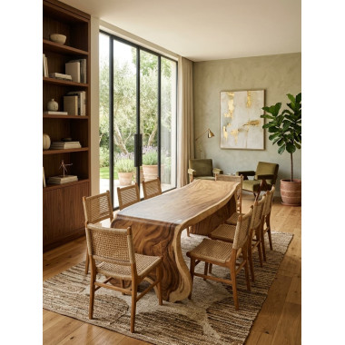 Chaise Mulia teck et cordage beige