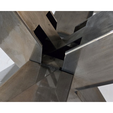 Pied table central mikado L200x70 cm en métal brut