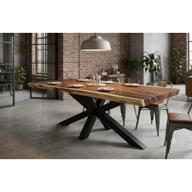 Pied table central mikado L160x70 cm métal thermolaqué noir