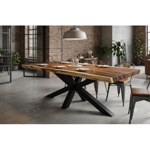 Pied table central mikado L160x70 cm métal thermolaqué noir